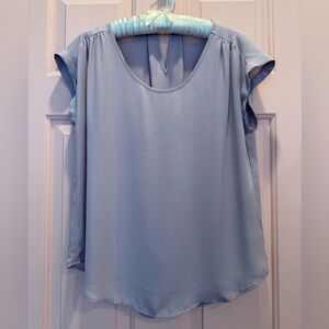 💜Women's Pink Rose Lavender Blouse Cap Sleeves size medium EUC